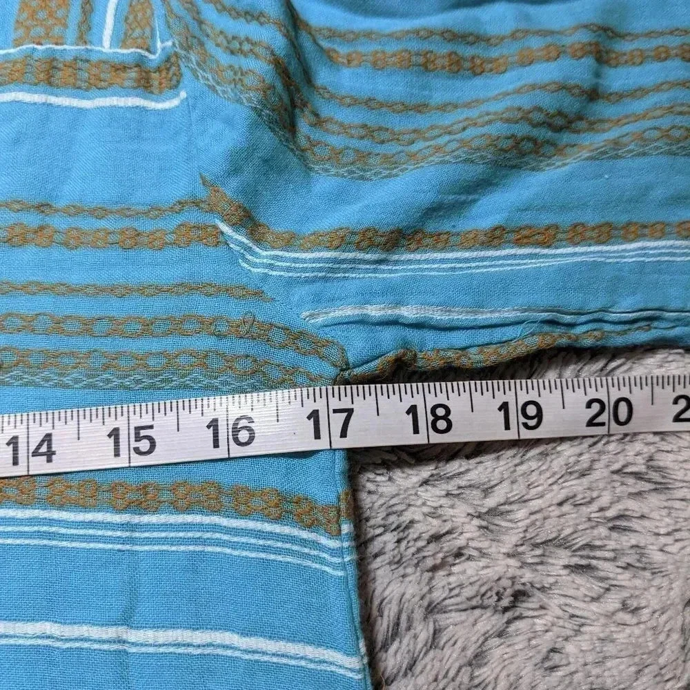 Ace & Jig Dress Turqoise Blue Pockets Striped Button Long Sleeve Size XS